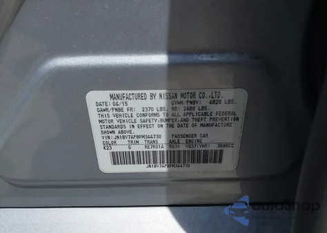 2015 Infiniti Q50 Premium from USA, damaged, VIN JN1BV7AP8FM344730